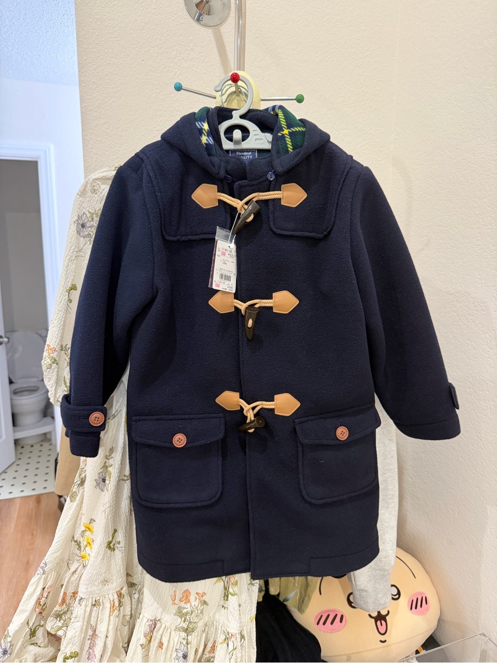 Miki House Kids Navy Hooded Toggle Coat